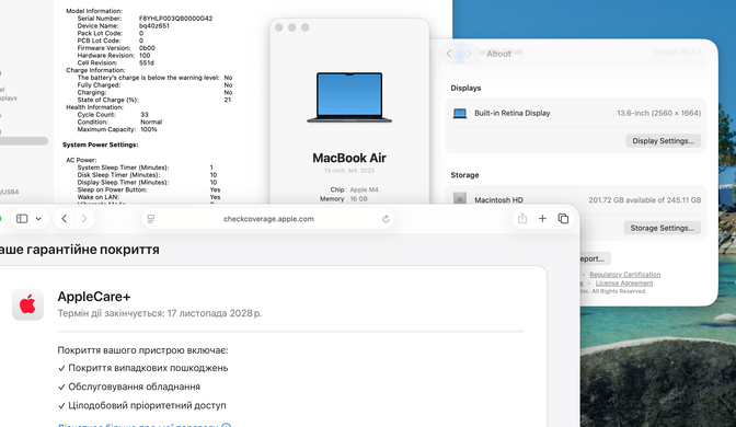 Apple MacBook Air 13,6" M4 2025 16GB RAM 256GB SSD Midnight  фото