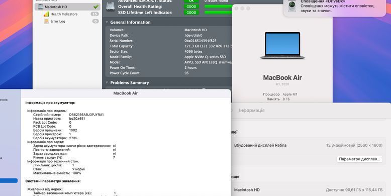 Apple MacBook Air 13 2020 M1 8GB RAM 128GB SSD Space Grey Вітринний фото