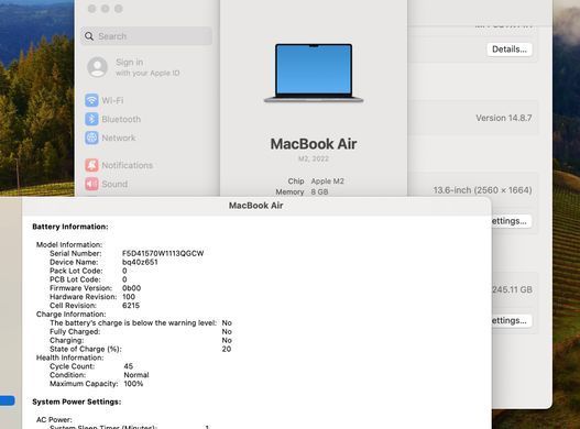 Apple MacBook Air 13.6 2022 M2 8GB RAM 256GB SSD Space Gray фото
