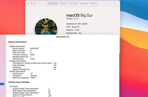 Apple MacBook Air 13 2020 M1 8GB RAM 128GB SSD Space Grey фото