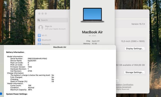 Apple MacBook Air 13 2020 M1 16GB RAM 1TB SSD Space Grey фото