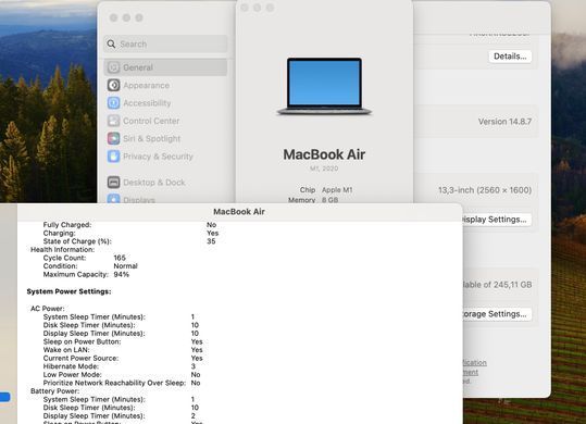 Apple MacBook Air 13 2020 M1 8GB RAM 256GB SSD Space Grey фото