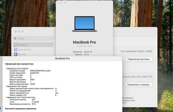 Apple MacBook Pro 13 2020 M1 16GB RAM 256GB SSD Space Gray фото