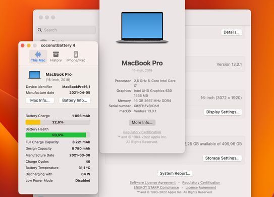 OpenBox Apple MacBook Pro 16 2019 i7 16GB RAM 512GB SSD AMD 4GB Space Gray фото