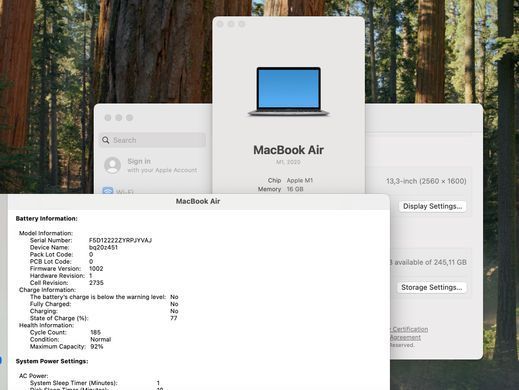 Apple MacBook Air 13 2020 M1 16GB RAM 256GB SSD Space Grey фото