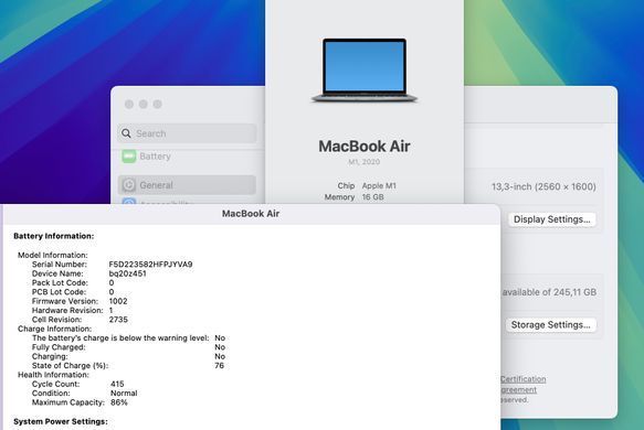 Apple MacBook Air 13 2020 M1 16GB RAM 256GB SSD Space Grey фото