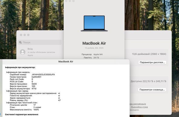 Apple MacBook Air 13.6 2025 M4 24GB RAM 256GB SSD Midnight MDM фото