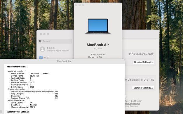 Ноутбук Apple MacBook Air 13" 2020 M1 8GB RAM 256GB SSD Space Gray (MGN63) openbox фото