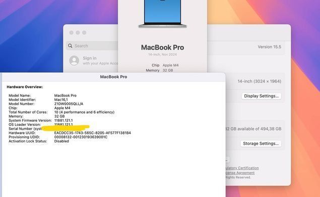 Ноутбук Apple MacBook Pro 14" Late 2024 M4 10/10 Core 32GB RAM 512GB SSD Silver (Z1DW0005Q) openbox фото