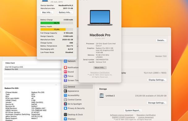 Apple MacBook Pro 15 2017 i7 16GB RAM 256GB SSD Space Gray фото