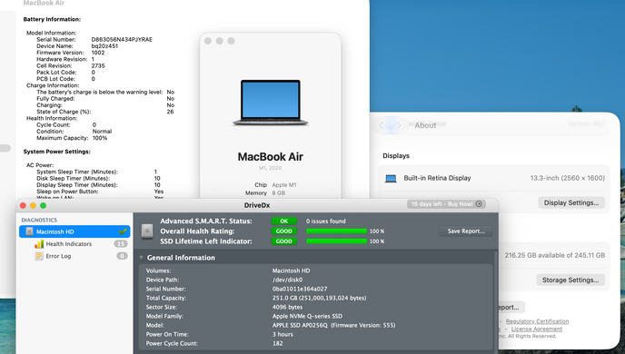 Apple MacBook Air 13 2020 M1 8GB RAM 256GB SSD Space Grey фото