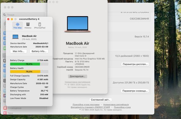 Apple MacBook Air 13 2020 i3 8GB RAM 256GB SSD Gold фото