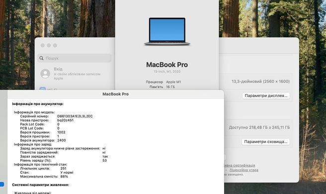 Apple MacBook Pro 13 2020 M1 16GB RAM 256GB SSD Space Gray фото