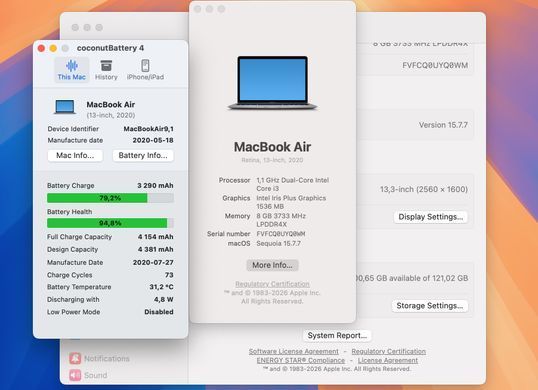 Apple MacBook Air 13 2020 i3 8GB RAM 128GB SSD Space Grey фото