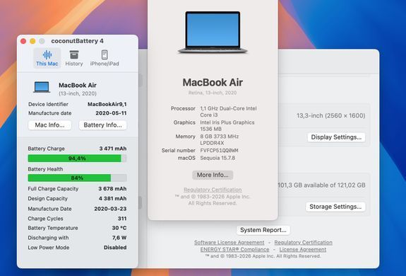 Apple MacBook Air 13 2020 i3 8GB RAM 128GB SSD Space Grey фото