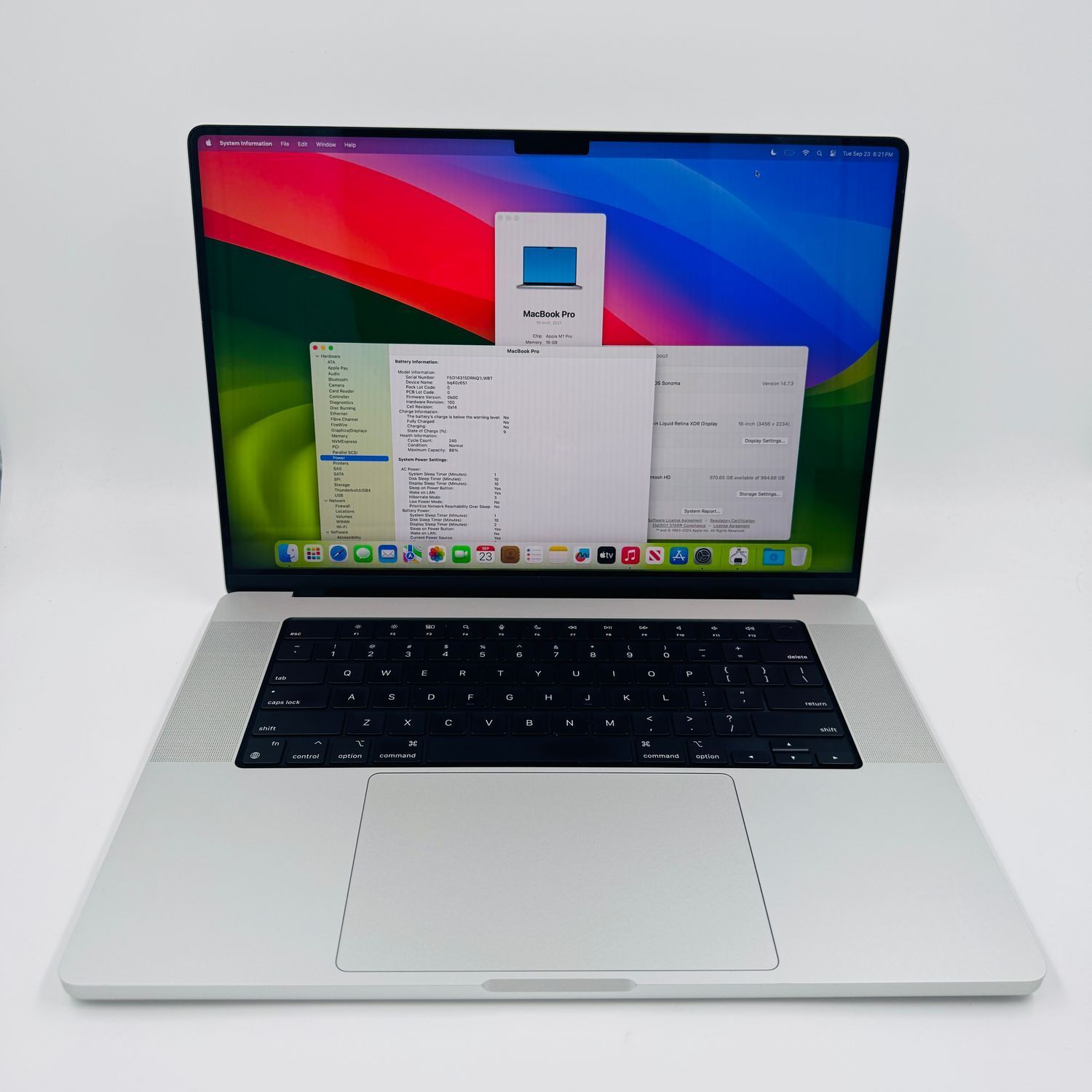Б/у Apple MacBook Pro 16 2021 M1 Pro 16GB RAM 1TB SSD Silver