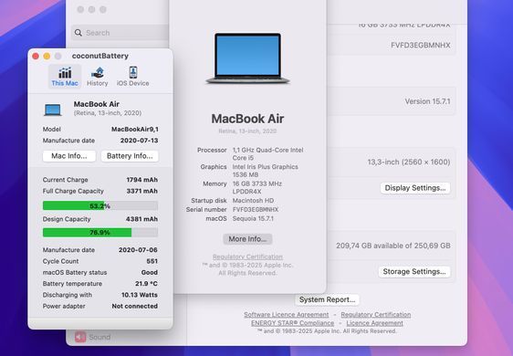Apple MacBook Air 13 2020 i5 16GB RAM 256GB SSD Space Grey фото