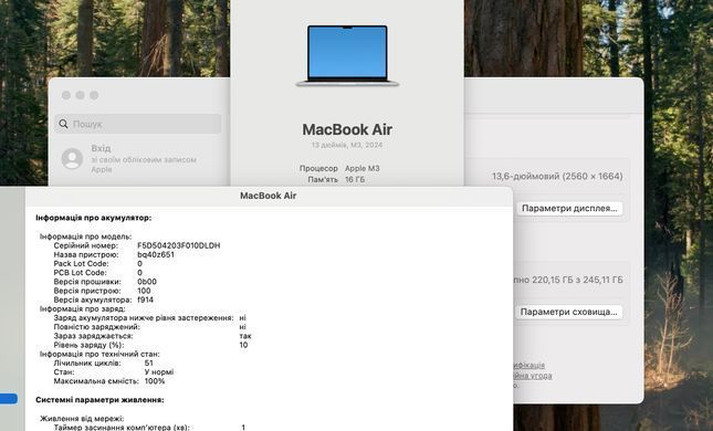 Apple MacBook Air 13,6" M3 2024 16GB RAM 256GB SSD Silver фото